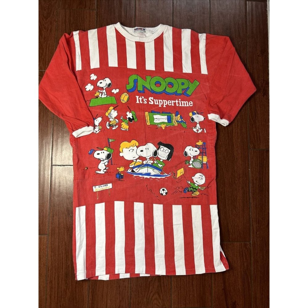 Snoopy  It’s Suppertime T-Club  Woodstock Good Night Shirt 90s Vintage  RARE!